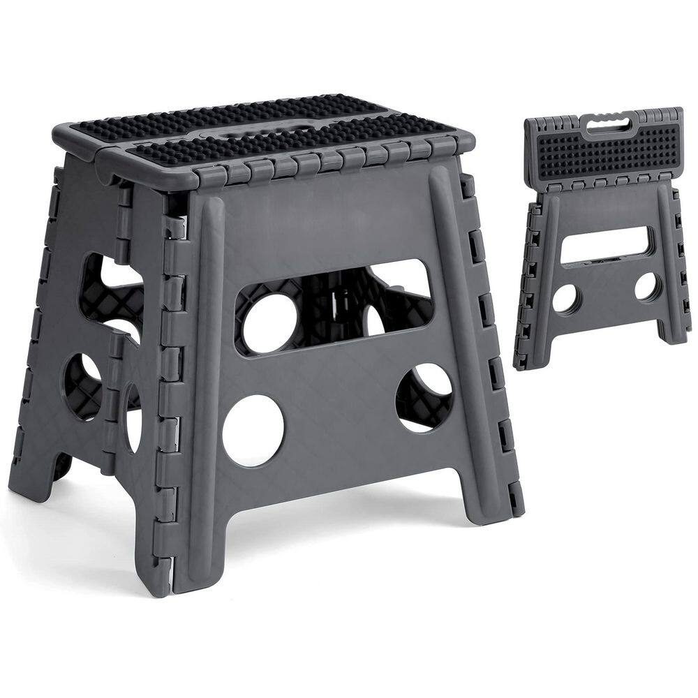 13 in. Reach Folding Step Stool for Adults and Kids 300 lbs. Capacity Non-Slip Compact Plastic Foldable Stool Gray price history on PriceWatchPro