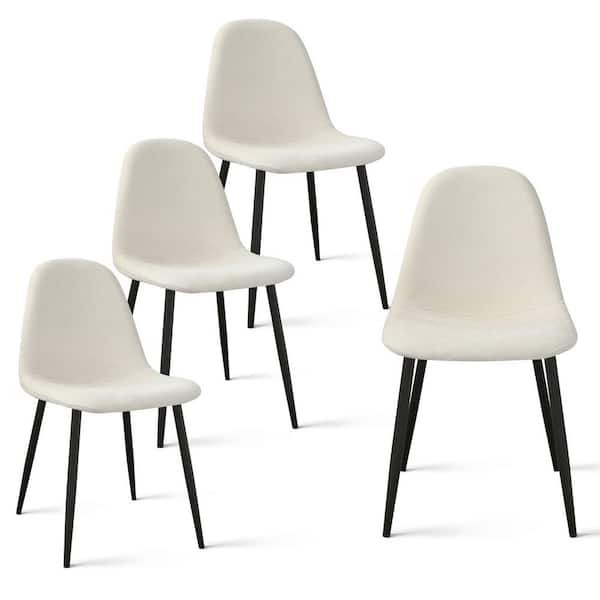 Elevens Beige Luxury Fabric Upholstered Dinning Chair（Set of 4)