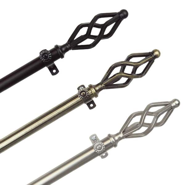 Unbranded 48 in. to 84 in. Adjustable 13/16 in. Cassandra Single Curtain Rod in Black