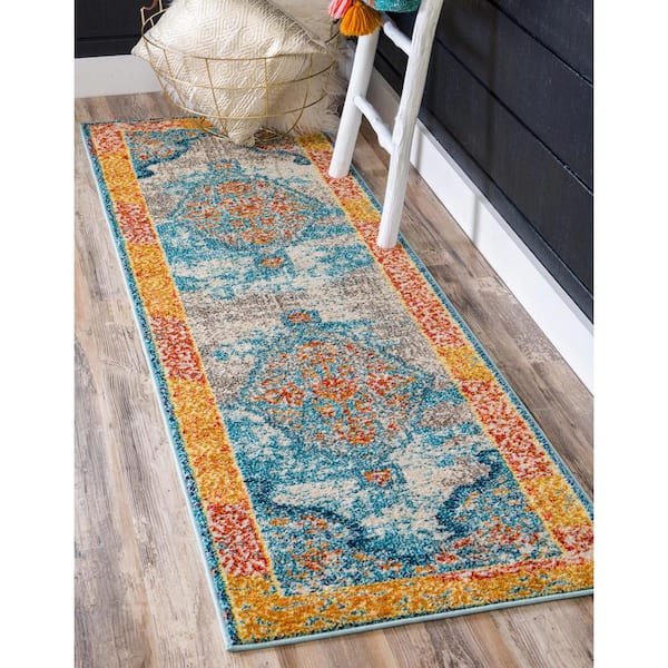Vita Da Vinci Blue 2 ft. 7 in. x 10 ft. Area Rug