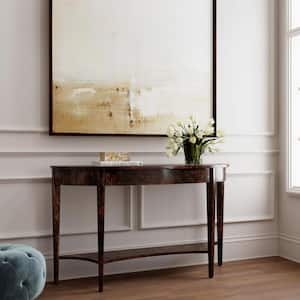 Astor 54 in. W Dark Brown Demilune Specialty Wood Console Table with Shelf