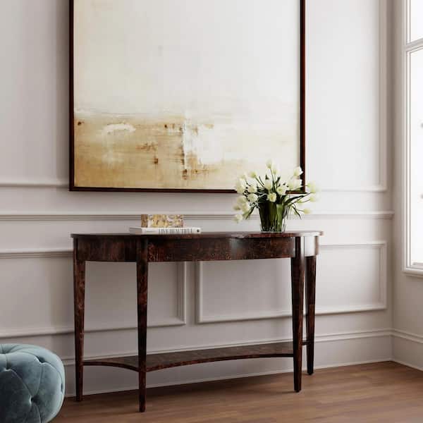 Butler Specialty Company Astor 54 in. W Dark Brown Demilune Specialty Wood Console Table with Shelf