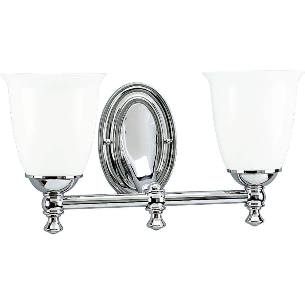 Victorian Collection 2-Light Polished Chrome White Opal Glass Farmhouse Bath Vanity Light price history on PriceWatchPro