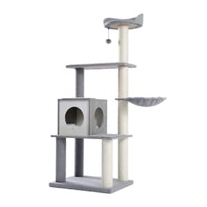 Wood Cat Tree Cat Tower With Double Condos Spacious Perch Sisal