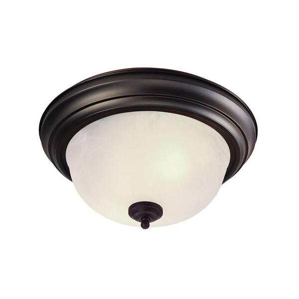 Livex Lighting 2-Light 6 in. Flush Mount Bronze Finish White Alabaster Glass