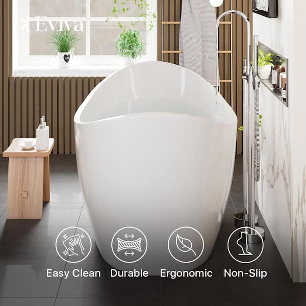 Bella 60 in. Acrylic Flatbottom Bathtub in White Bella 60 in. Acrylic Flatbottom Bathtub in White