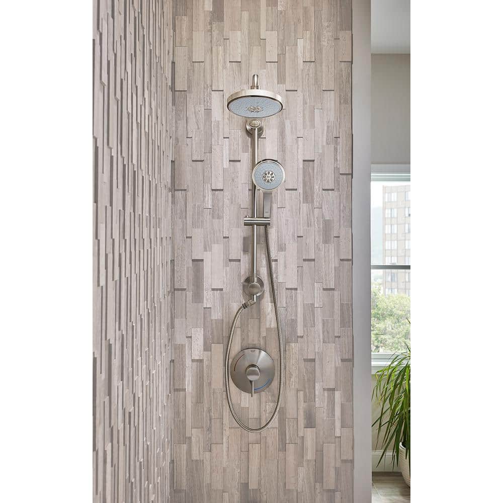Brushed Nickel Adjustable Height Wall Mounted Shower System
