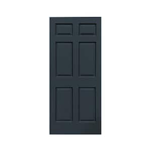 30 in. x 80 in. 6-Panel Hollow Core Charcoal Gray Painted Composite MDF Interior Door Slab for Pocket Door