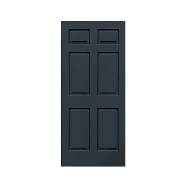 CALHOME 30 in. x 80 in. 6-Panel Hollow Core Charcoal Gray Painted Composite MDF Interior Door Slab for Pocket Door