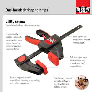 EHK Series 12 in. 300 lbs. Capacity Large Trigger Clamp with 3-1/8 in. Throat Depth