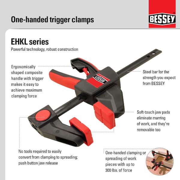 EHK Series 18 in. 300 lbs. Capacity Large Trigger Clamp with 3-1/8 in. Throat Depth