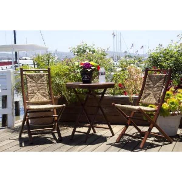 Homeroots Shelly Brown Bamboo Natural Sea Grass Bamboo Modern Dining Chair Set Of 2 The Home Depot