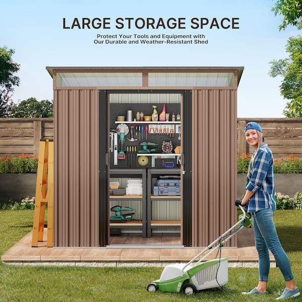 Lofka 6 ft. x 4 ft. (24 sq. ft.) Metal Garden Shed with Sliding