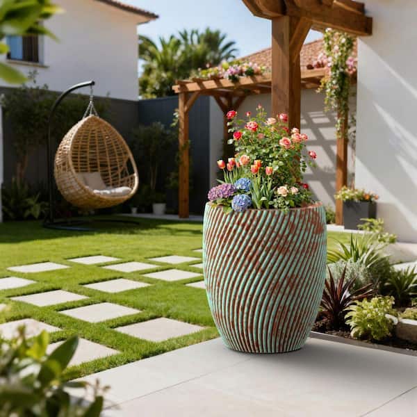 turquoise planter pot Eris Ancient Stone Plant Pot