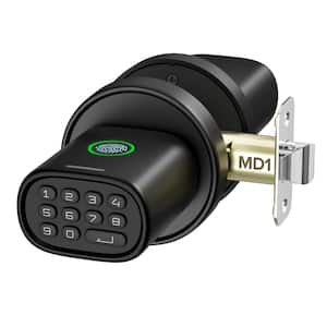 3 in 1 Keyless Smart Biometric Fingerprint Door Knob with Passcode Numeric Keypad and App Control in Black