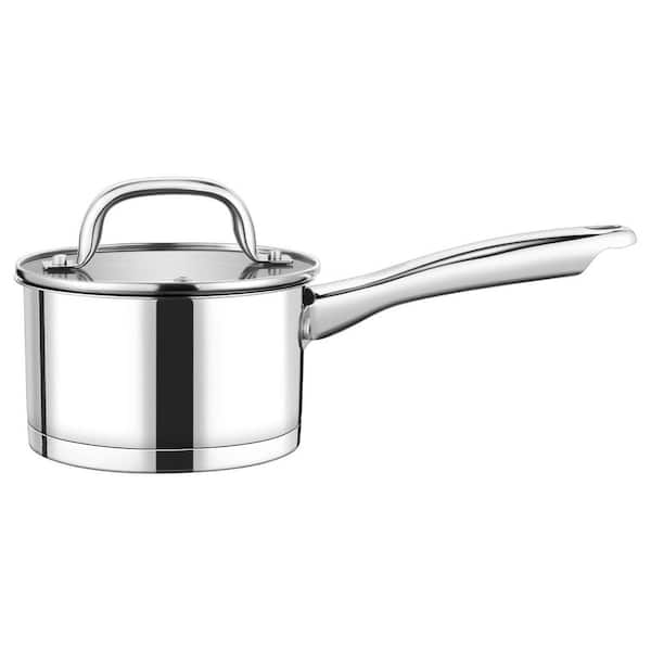 1 Quart Stainless Steel Sauce Pan with Lid Induction Tri-ply Base Ergonomic Handle Dishwasher Safe Silver