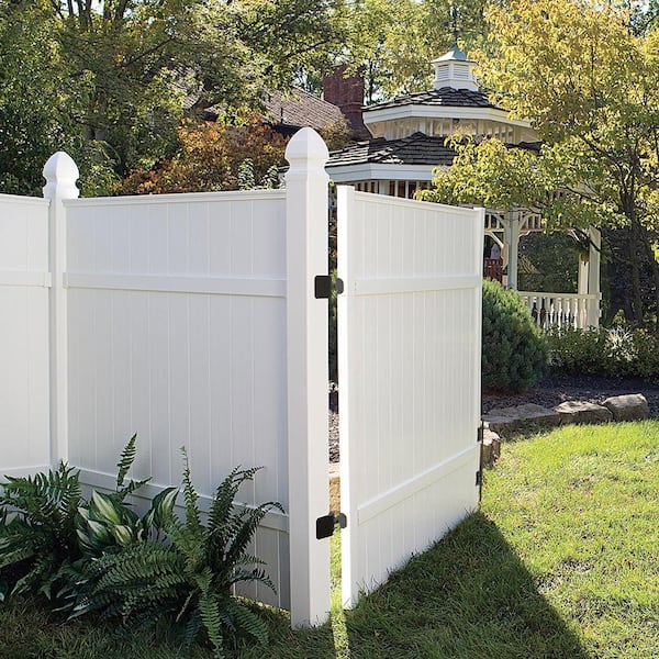 Veranda Linden 5 in. x 5 in. x 7 ft. White Vinyl Routed Fence Line Post