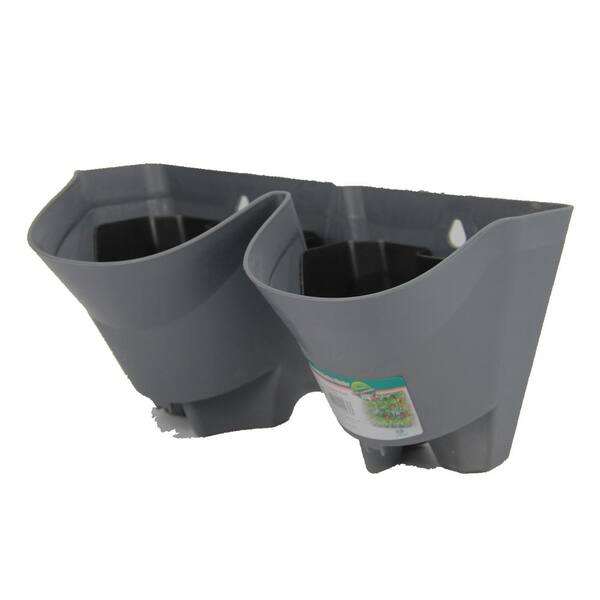 Worth Garden 12 in. Grey Plastic Self-Watering 2 Pockets Vertical Wall Garden Planters