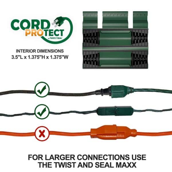CordSafe Extension Cord Plug Protector & Safety Cover Water-Resistant  Outdoor Prevents Tripping Keep Cords Connected Black 1-Pack 2660 - The Home  Depot
