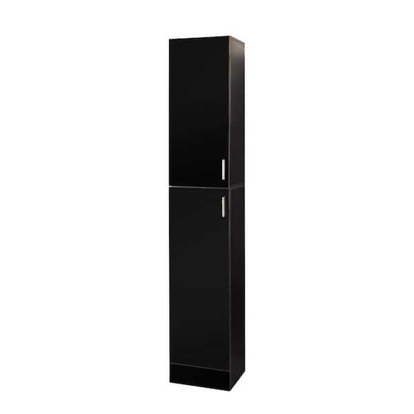 Tileon Tall Freestanding Cabinet with 2 Doors and 4 Storage Shelves in Black