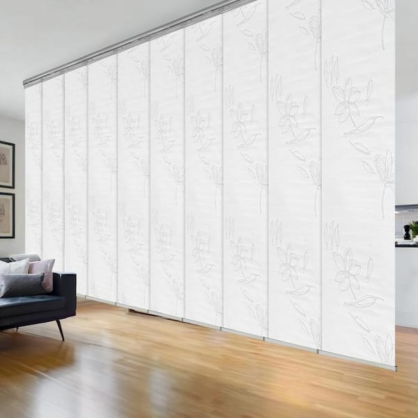 EMOH Primrose 120 in. - 218 in. W x 94 in. L Adjustable 10-Panel Satin Nickel Double Rail Panel Track with 23.5 in. Slates