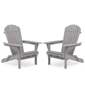 Gray Folding Solid Cedar Wood Adirondack Chair (Set of 2)