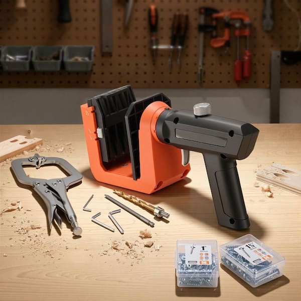 Size 1/2 in. to 1-1/2 in. Nylon, Aluminum Alloy Pocket Hole Jig Kit with Adjustable Stops for Woodworking, 2025 update