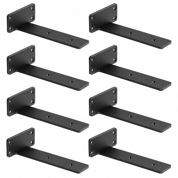 8-Pack 12 in. L Black Floating Shelf Brackets, Heavy Duty Industrial Shelf Bracket for Shelves Support DIY
