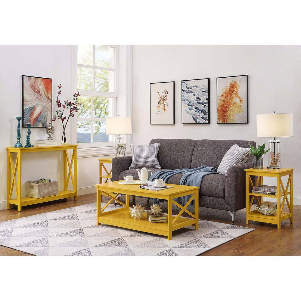 Oxford Yellow Rectangular Wood Coffee Table with Shelf