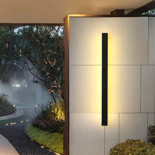 1-Light Black Modern Integrated LED Outdoor Wall Lantern Sconce Light, Waterproof 3000K Warm White Porch Sconce