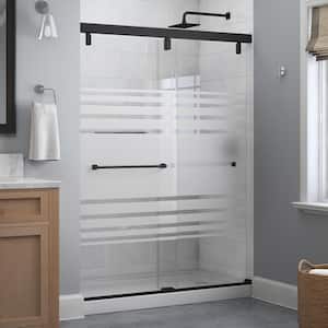 Everly 60 x 71-1/2 in. Frameless Mod Soft-Close Sliding Shower Door in Matte Black with 1/4 in. (6 mm) Transition Glass