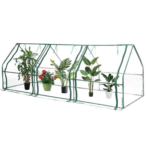 Gardenised Green Outdoor Waterproof Portable Plant Greenhouse with 2 Clear Zippered Windows, Large