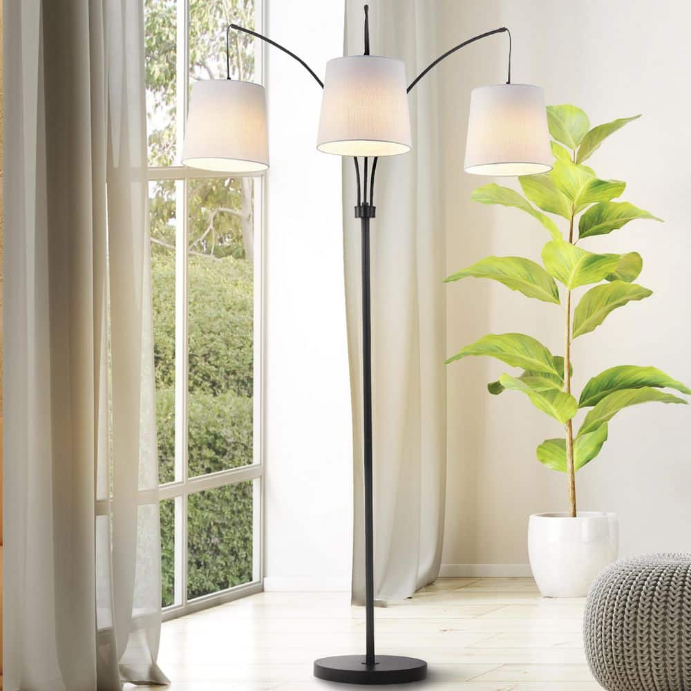 Sylva 72.5" Black Adjustable 3-Light Iron Floor Lamp