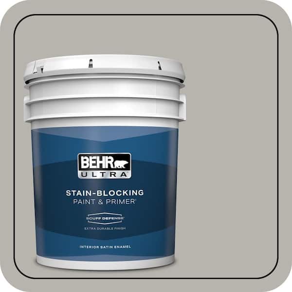 BEHR ULTRA 5 gal. #PPU24-11 Greige Extra Durable Satin Enamel Interior Paint & Primer