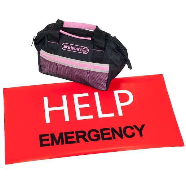 Stalwart 55-Piece Pink Emergency Roadside Kit with Travel Bag 75-EMG2053 -  The Home Depot
