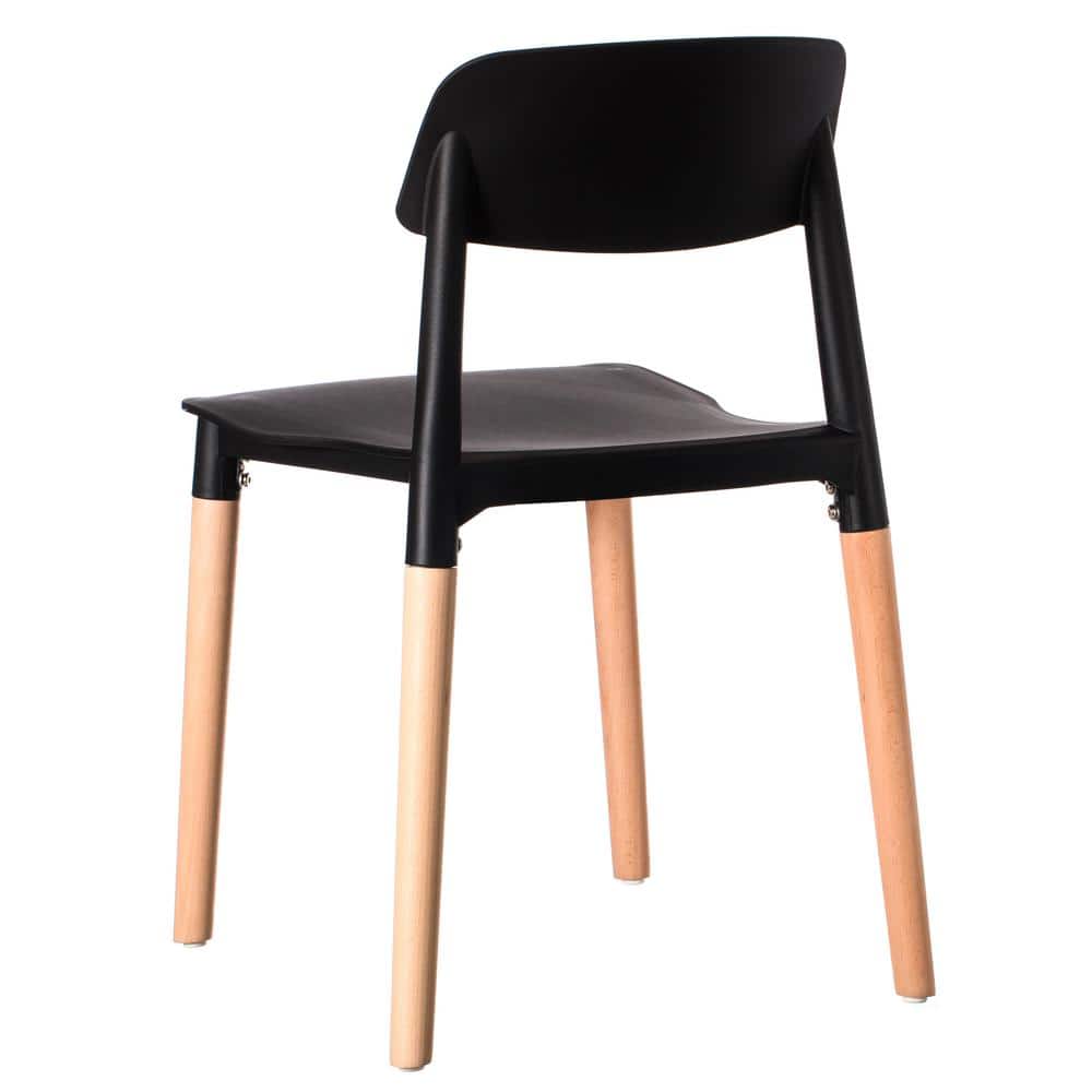 High Black Wood Side Chair with Modern Design