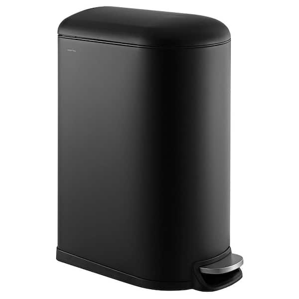 FAWEY TRED INC 2.6 Gal. Black Step-Open Mini Trash Can with Soft-Close Lid