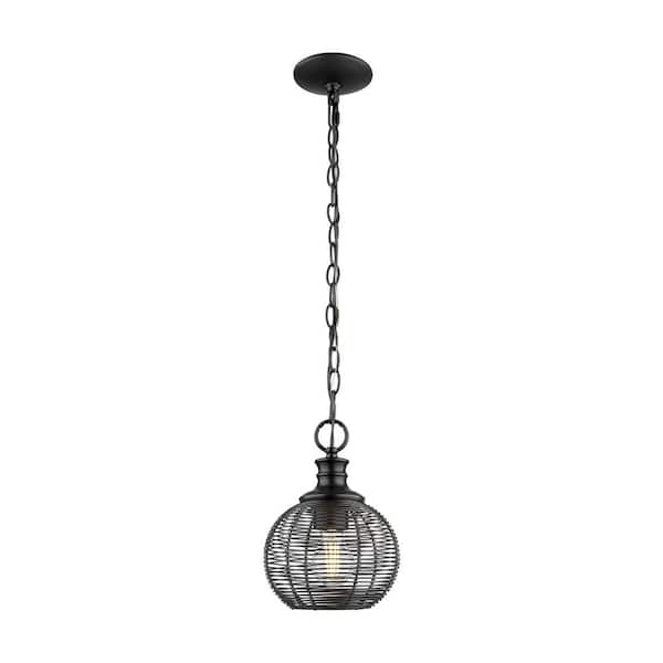 Golden Lighting Calypso 6-Watt 1-Light Matte Black Mini Pendant Light with Matte Black Shade and No Bulbs Included