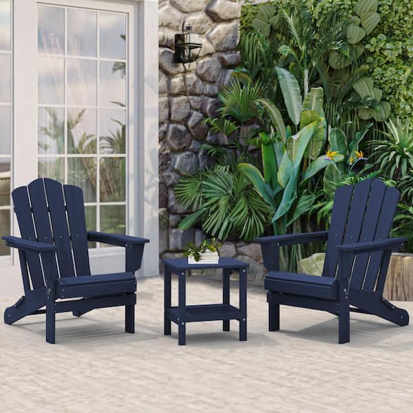 JEAREY Classic Blue Folding Plastic Adirondack Chair PEQWY-Blue