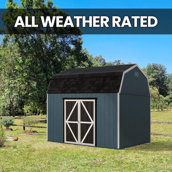 Handy Home Products Professionally Installed All Weather High Wind 145 10 ft. W x 12 ft. Wood Shed with Autumn Brown Shingles (120 sq. ft.)