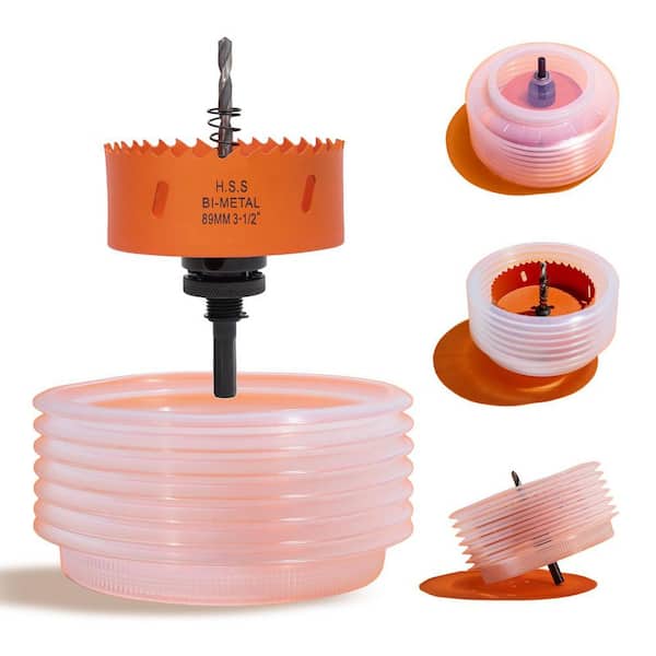 3-1/2 Hole Saw for Recessed Lights, 3.5 in. Hole Cutter with Dust Bowl Catcher for LED Recessed Lighting