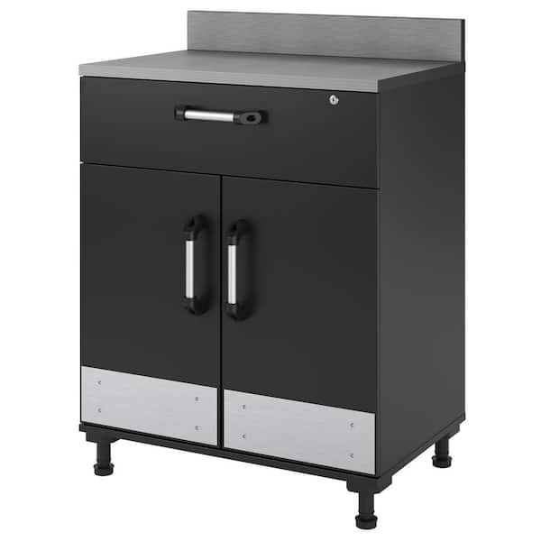 SystemBuild Boss 40 in. H X 29 in. W x 19 in .D -2 Door and 1 Drawer Base Cabinet in Charcoal Stipple