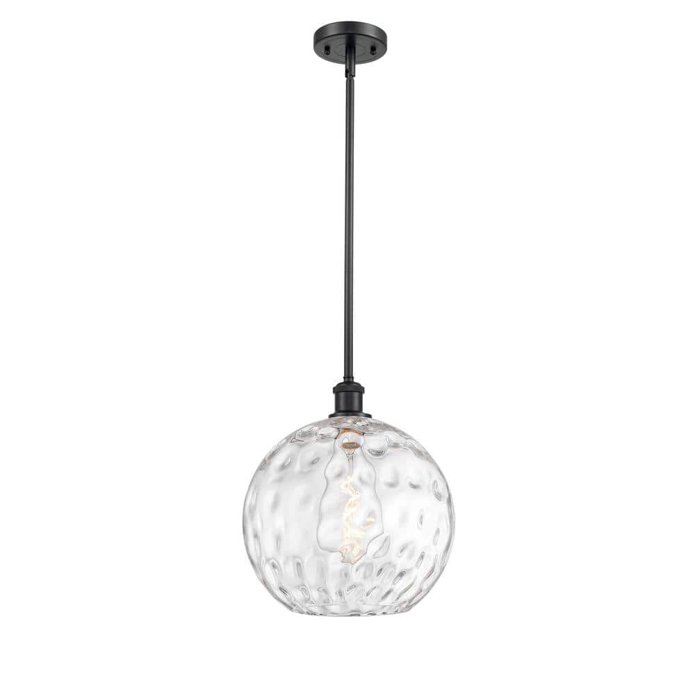 Innovations Athens Water Glass 1Light Matte Black Globe Pendant Light with Clear Water Glass