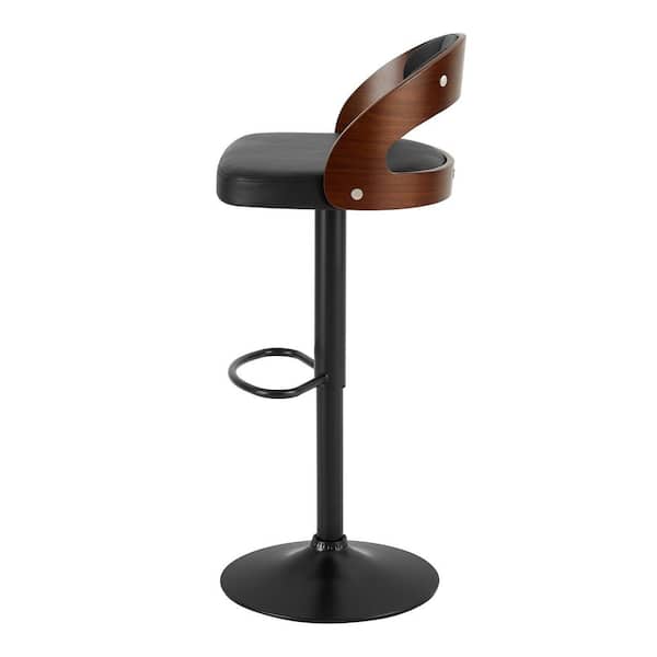 Bar Stools (Set of 4) Mid-Century Adjustable Swivel Counter Stools with Bentwood Back and Footrest, Black