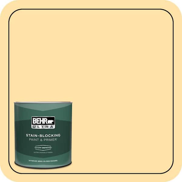 BEHR ULTRA 1 qt. #310A-3 Manila Tint Extra Durable Semi-Gloss Enamel Interior Paint & Primer