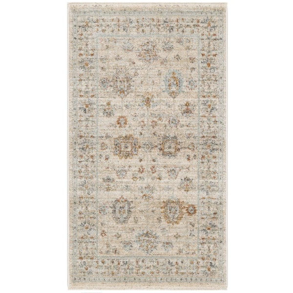 Oases Ivory Beige 3 ft. x 5 ft. Distressed Traditional Area Rug