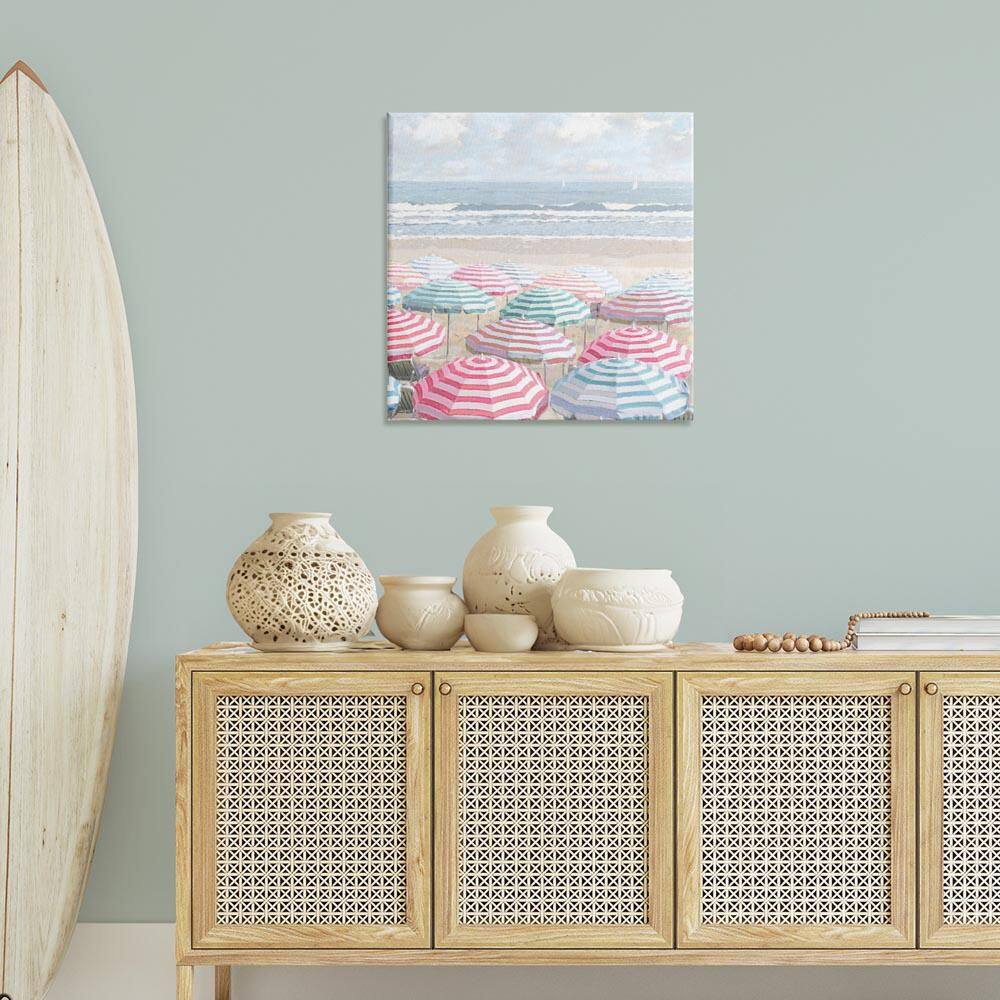 Bright Beach Umbrellas Scene by Amber Sterling Unframed Nature Graphic Art Print 30 in. x 30 in. price history on PriceWatchPro