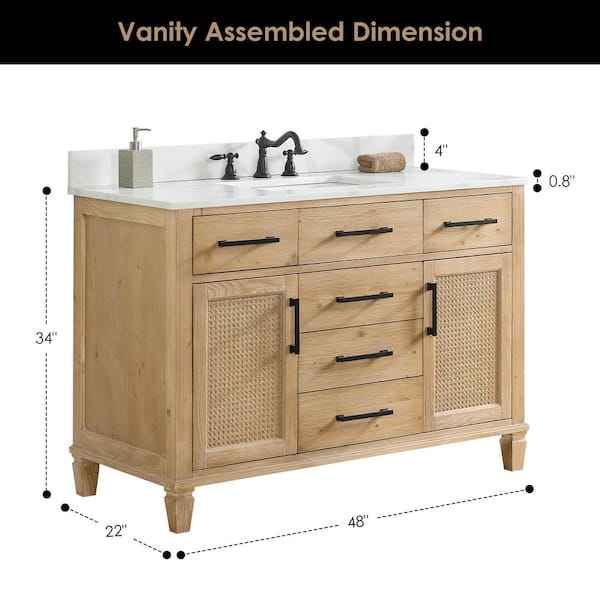 Altair Solana 48 in. W x 22 in. D x 34 in. H Single Sink Bath