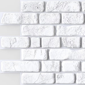 3D Falkirk Renfrew II 1/50 in. x 37 in. x 19 in. White Faux Bricks PVC Decorative Wall Paneling (10-Pack)