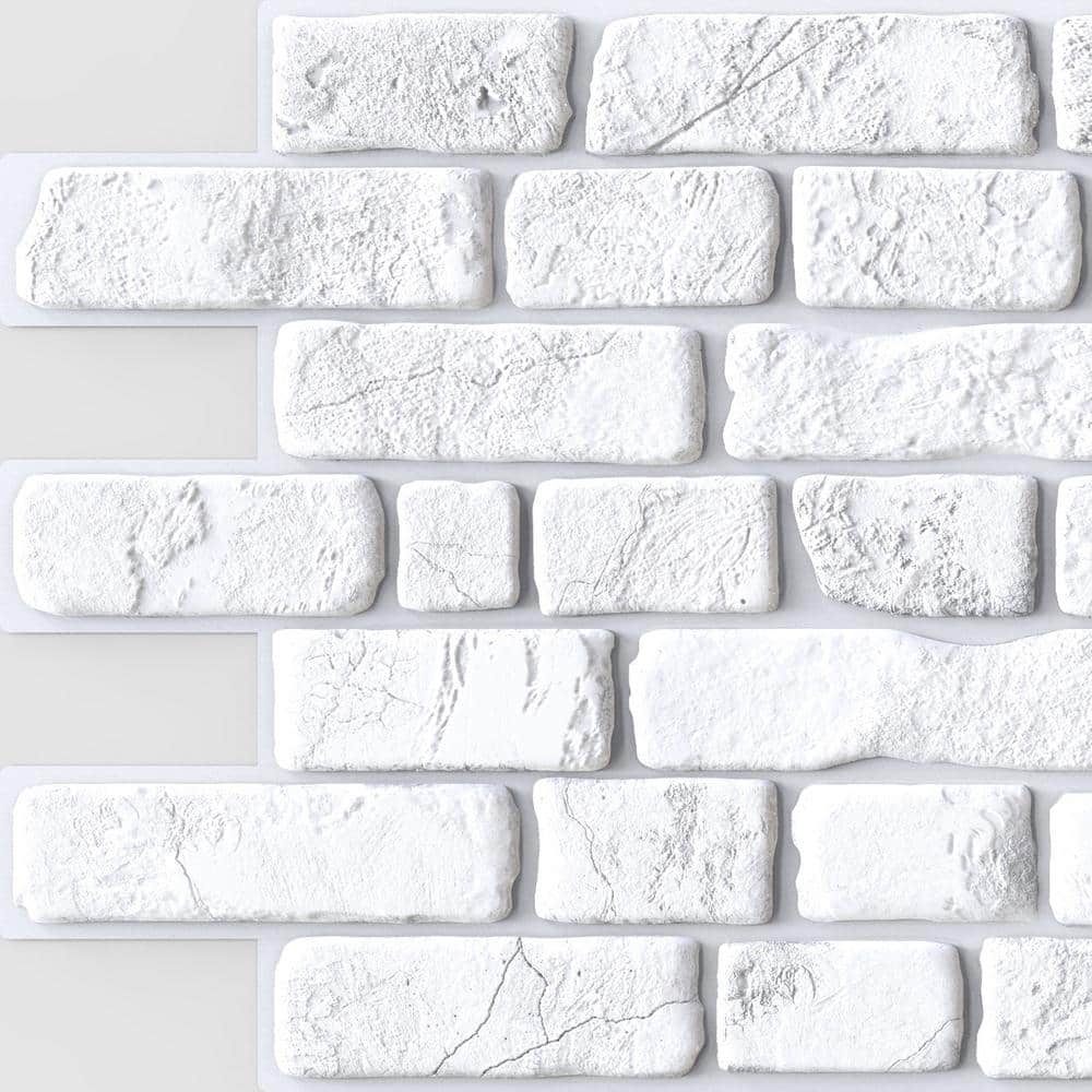 3D Falkirk Renfrew II 1/50 in. x 37 in. x 19 in. White Faux Bricks PVC Deco